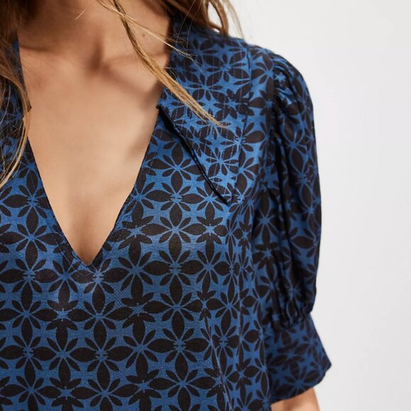 Free People Moon Chaser Mini Dress in Navy Combo- Size XL - Picture 2 of 6